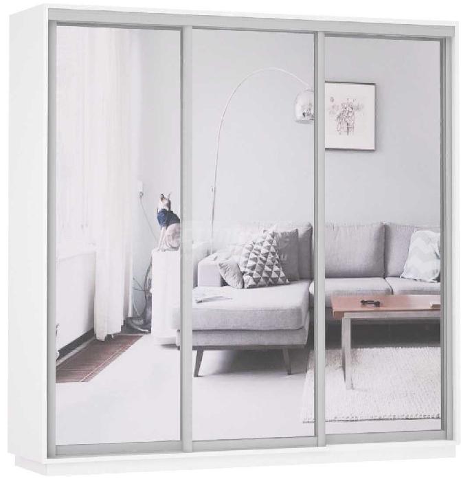 Шкаф-купе Экспресс Трио Экспенс (2,4х0,6х2,4 - 3 двери) (Материал дверей:зеркало, , цвет каркаса:белый снег (Мебельная компания Е1) )