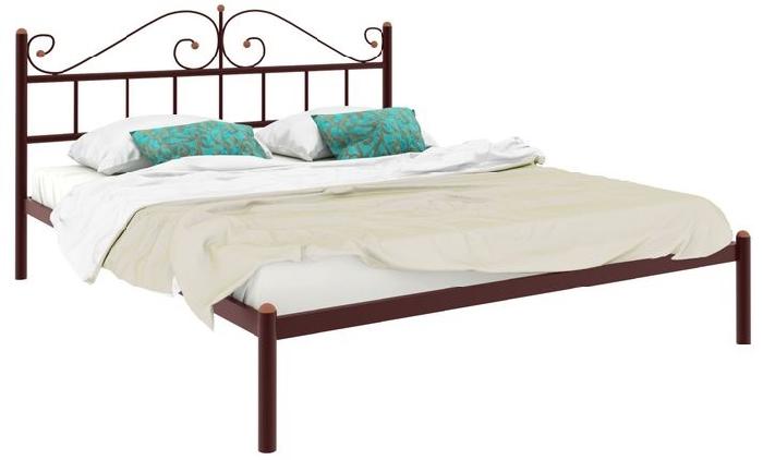 Кровать двуспальная Диана (СМ 180х200) трубка металл ( 180х200 , металл , медная шагрень , без подъемного мех. , без ящиков , без матраса (Милсон) )