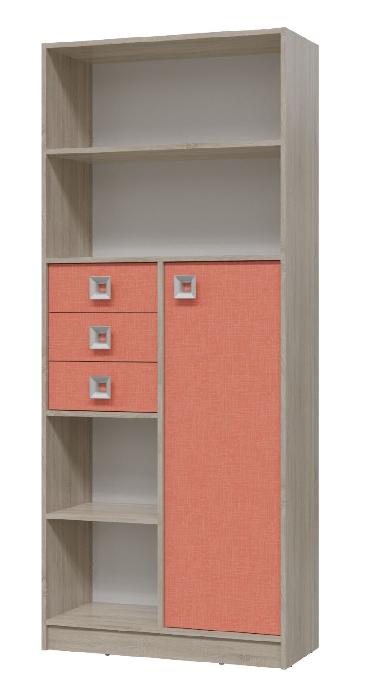 Шкаф-стеллаж Сити с ящиками (дуб сонома, коралл,(Гранд Кволити)) Шкаф-стеллаж Сити с ящиками (дуб сонома, коралл,(Гранд Кволити))