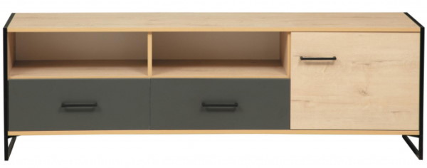 Тумба под ТВ Доната 46.05 (дуб бунратти светлый-черный, дуб бунратти светлый-диамант серый (Олмеко) )