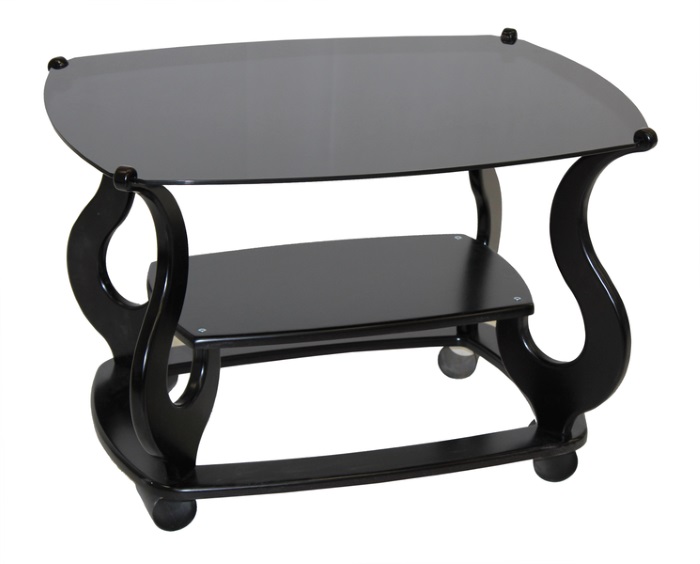 Стол журнальный Варьете-5.1  (пластик, стекло-черный (Мебель из стекла) )