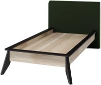 Кровать односпальная Нео (СМ 90х200) с основанием ( 90х200 , ЛДСП/ткань , дуб рокпайл-черный-бруно 8 , без подъемного мех. , без ящиков , без матраса (Регина) ) в Алуште от производителя 