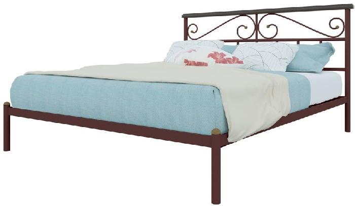 Кровать двуспальная Эсмеральда (СМ 140х200) трубка металл ( 140х200 , металл , медная шагрень , без подъемного мех. , без ящиков , без матраса (Милсон) )