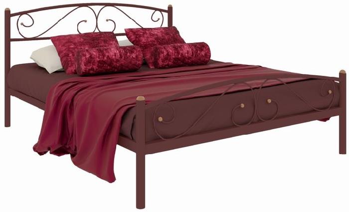 Кровать двуспальная Вероника Plus (СМ 140х200) трубка металл ( 140х200 , металл , медная шагрень , без подъемного мех. , без ящиков , без матраса (Милсон) )