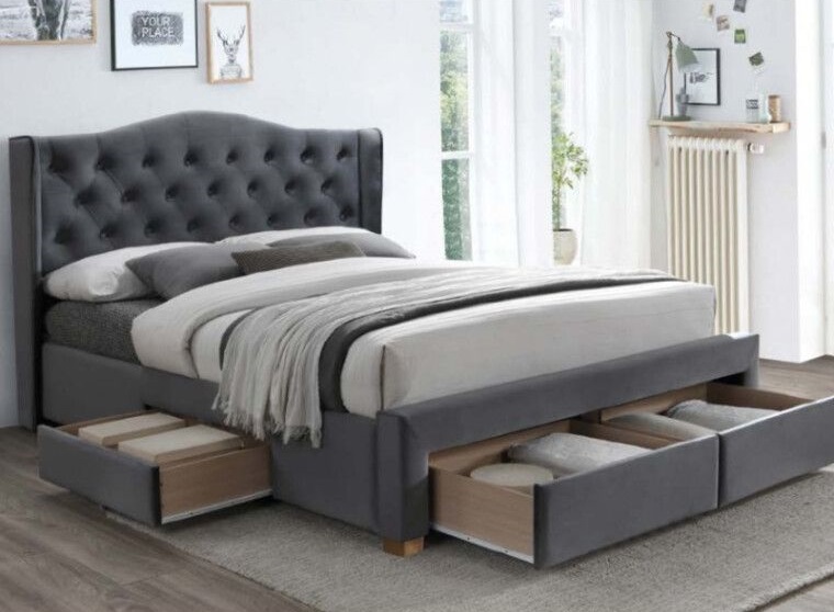 Фото Кровать двуспальная Signal Aspen velvet bluvel II (СМ 160х200) c ортопедическим основанием от производителя Signal в Алуште по цене 99 730 ₽