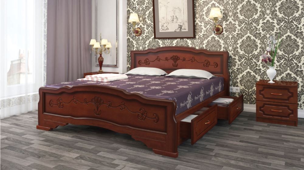 Фото Кровать односпальная Карина-6 (СМ 90х200) с выдвижными ящиками, без основания с универсальными царга от производителя Браво-мебель в Алуште по цене 26&nbsp;220 ₽