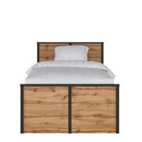 Кровать односпальная Loft LOZ120x200 (СМ 120х200) с основанием ( 120х200 , ЛДСП , дуб вотан-черный матовый , без подъемного мех. , без ящиков , без матраса (Black Red White (БРВ)) ) в Алуште от производителя 