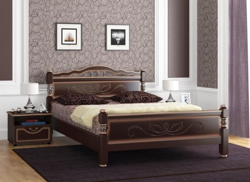Фото Кровать двуспальная Карина-5 (СМ 140х200) без основания с универсальными царгами от производителя Браво-мебель в Алуште по цене 17&nbsp;530 ₽