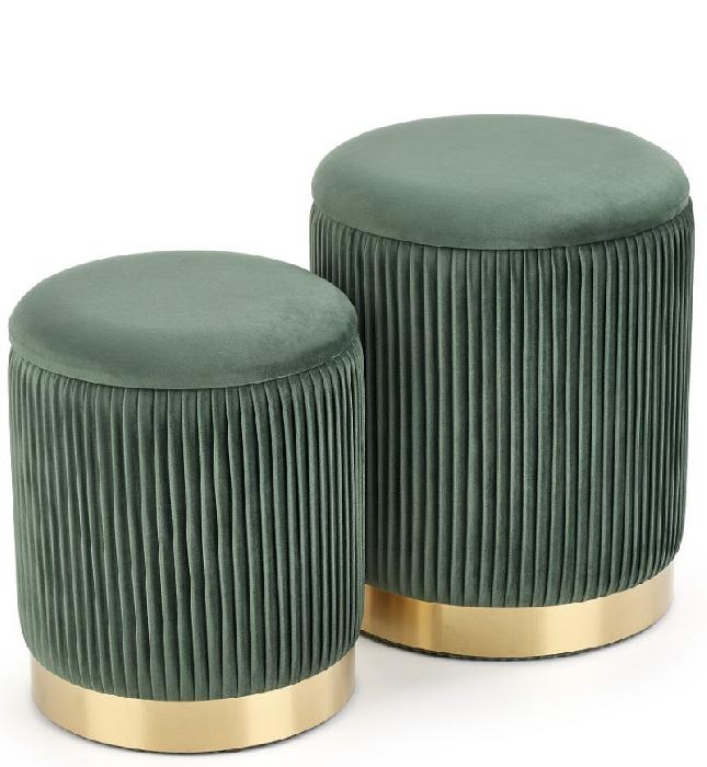 Комплект Halmar Monty (2 пуфа) (ткань, золотой, темно-зеленый (Halmar ) )