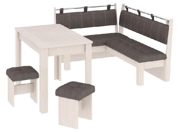 Кухонный уголок-комплект Омега (дуб белфорт, кожзам лен коричневый (ТриЯ) )