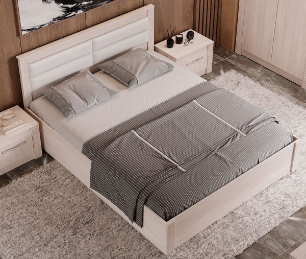 Фото Кровать двуспальная Монако КР-16 (СМ 160х200) с основанием (Мебелони) в Алуште по цене 11 850 ₽ от производителя Мебелони, код товара  шт Фото Кровать двуспальная Монако КР-16 (СМ 160х200) с основанием (Мебелони) от производителя Мебелони в Алуште по цене 11 850 ₽