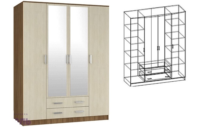 Фото Шкаф Светлана (168) четырехдверный от производителя Мебель Маркет в Алуште по цене 34&nbsp;440 ₽